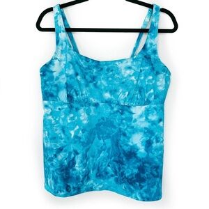 Lands End Square Neck Underwire Tankini Swimsuit Top Adjustable Straps